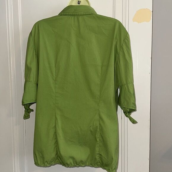 Ellen Tracy Green  3/4 Sleeve Button Down Cotton/Nylon/Spandex Shirt - Picture 5 of 12